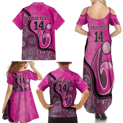 Custom Sydney Sixers Family Matching Summer Maxi Dress and Hawaiian Shirt Indigenous Art - Grunge Style