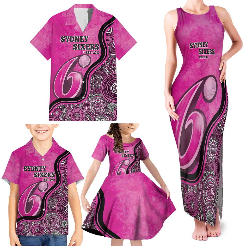 Custom Sydney Sixers Family Matching Tank Maxi Dress and Hawaiian Shirt Indigenous Art - Grunge Style