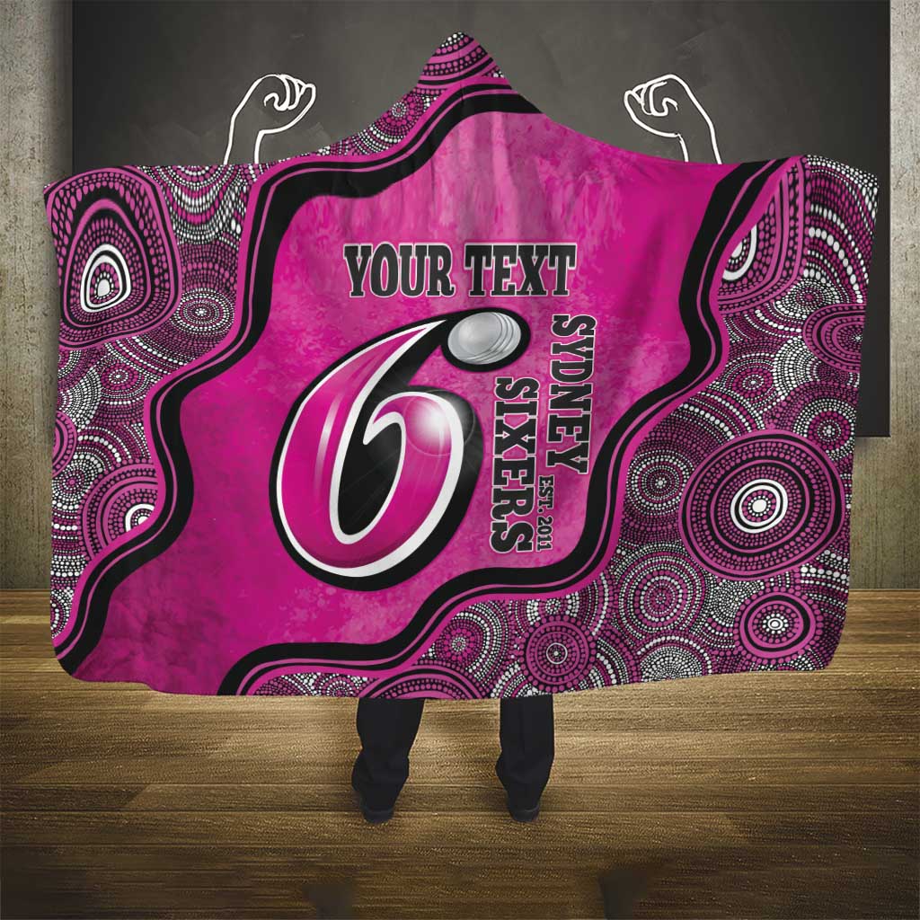 Custom Sydney Sixers Hooded Blanket Indigenous Art - Grunge Style