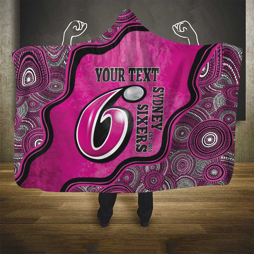 Custom Sydney Sixers Hooded Blanket Indigenous Art - Grunge Style