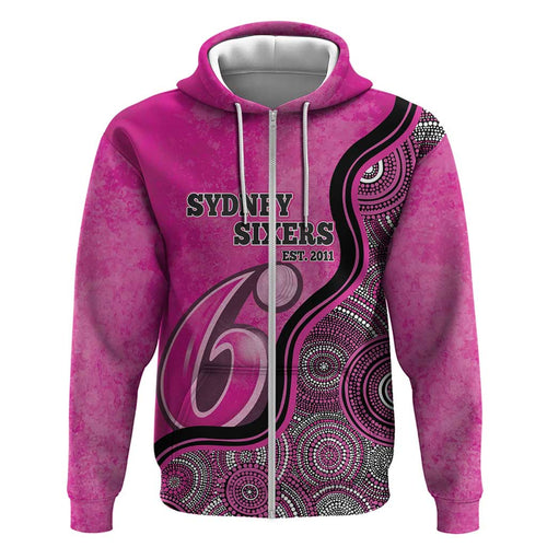 Custom Sydney Sixers Hoodie Indigenous Art - Grunge Style