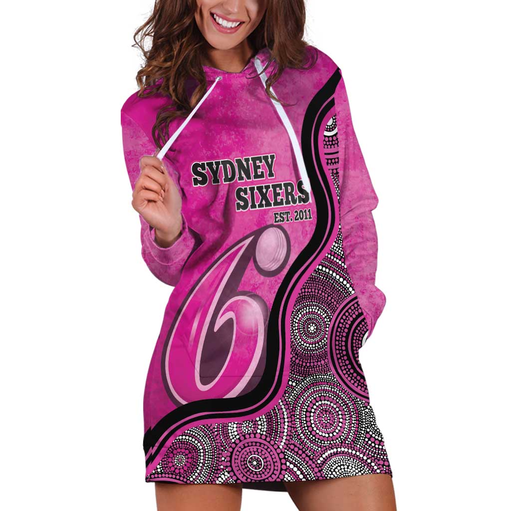 Custom Sydney Sixers Hoodie Dress Indigenous Art - Grunge Style