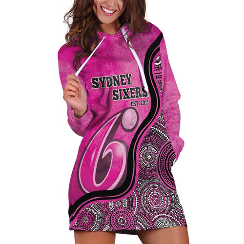 Custom Sydney Sixers Hoodie Dress Indigenous Art - Grunge Style