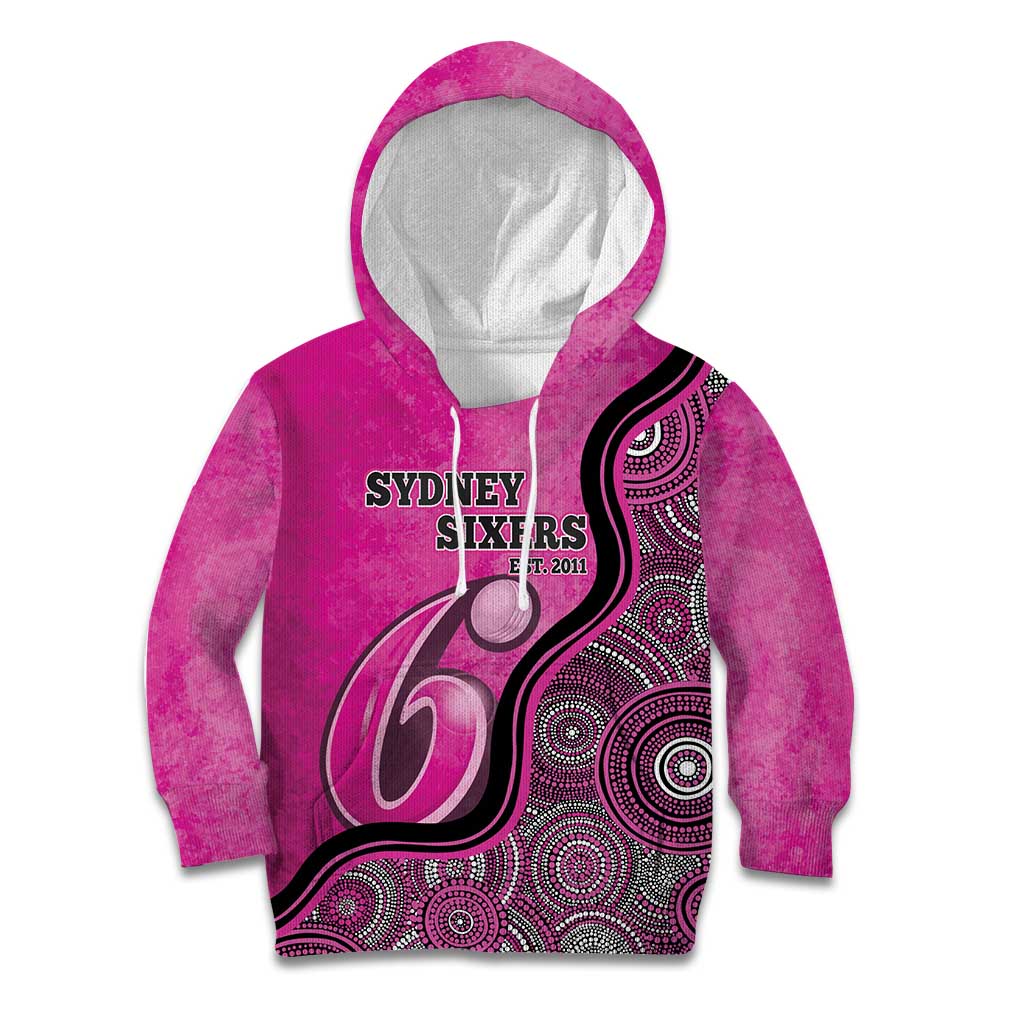 Custom Sydney Sixers Kid Hoodie Indigenous Art - Grunge Style