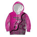 Custom Sydney Sixers Kid Hoodie Indigenous Art - Grunge Style