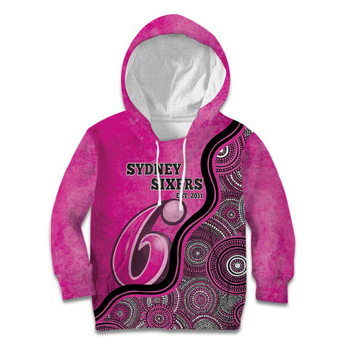 Custom Sydney Sixers Kid Hoodie Indigenous Art - Grunge Style