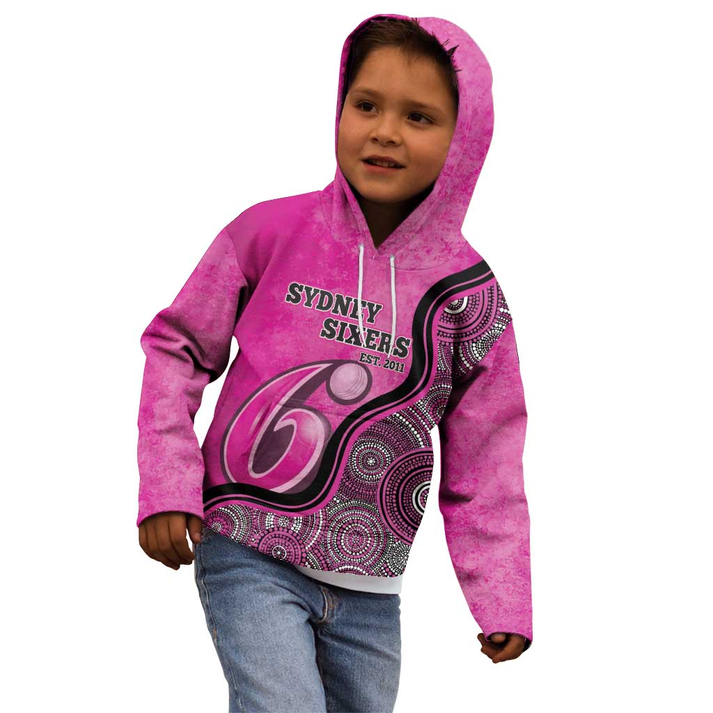 Custom Sydney Sixers Kid Hoodie Indigenous Art - Grunge Style