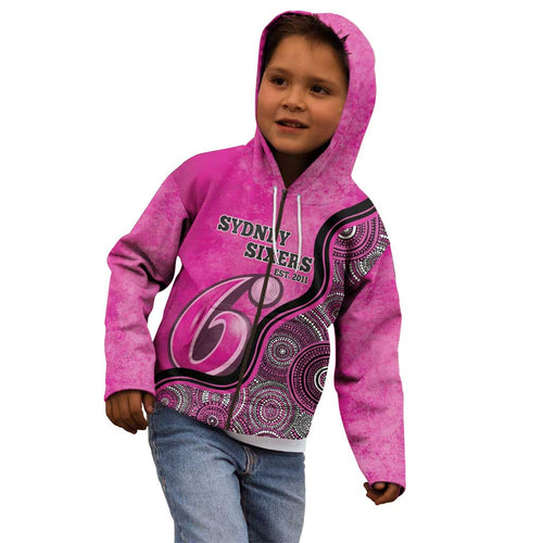 Custom Sydney Sixers Kid Hoodie Indigenous Art - Grunge Style