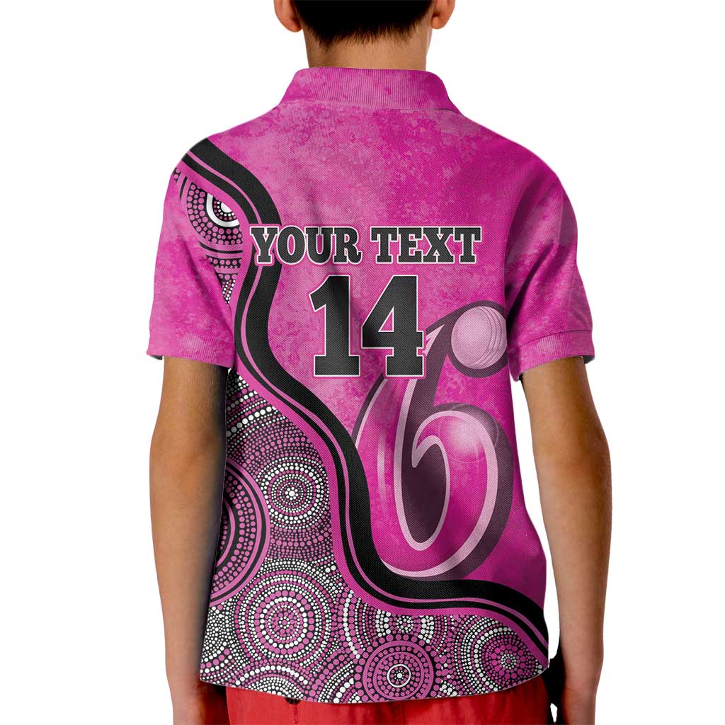 Custom Sydney Sixers Kid Polo Shirt Indigenous Art - Grunge Style