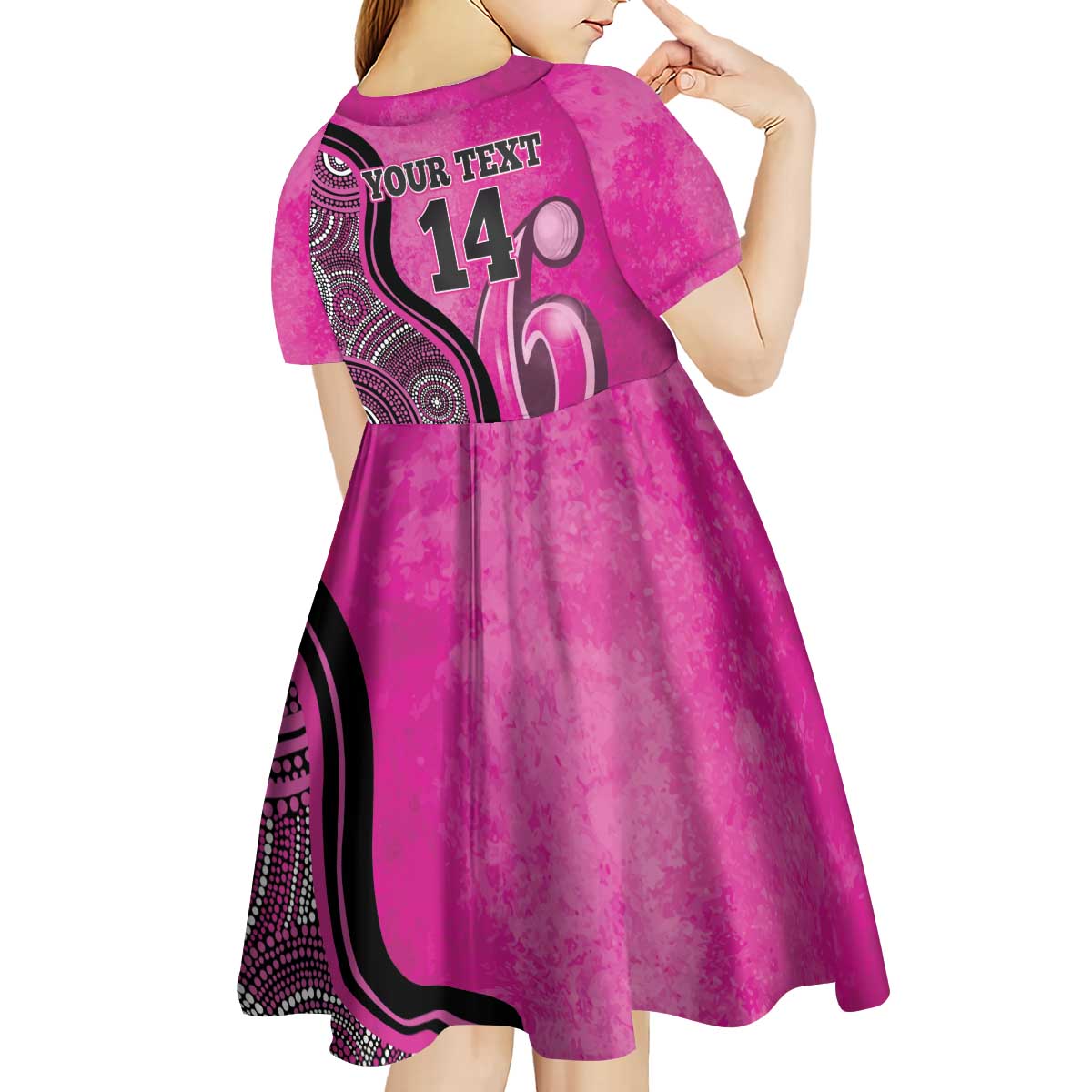 Custom Sydney Sixers Kid Short Sleeve Dress Indigenous Art - Grunge Style