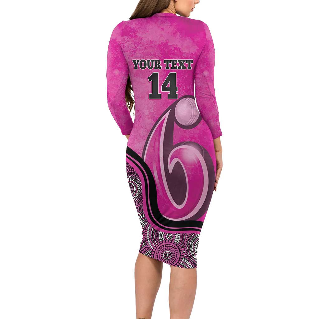 Custom Sydney Sixers Long Sleeve Bodycon Dress Indigenous Art - Grunge Style