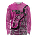 Custom Sydney Sixers Long Sleeve Shirt Indigenous Art - Grunge Style
