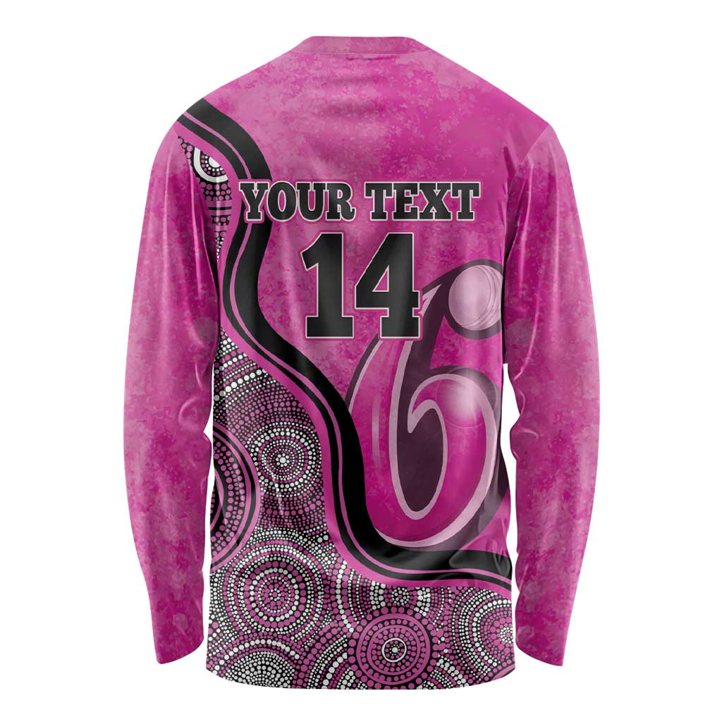 Custom Sydney Sixers Long Sleeve Shirt Indigenous Art - Grunge Style