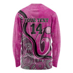 Custom Sydney Sixers Long Sleeve Shirt Indigenous Art - Grunge Style