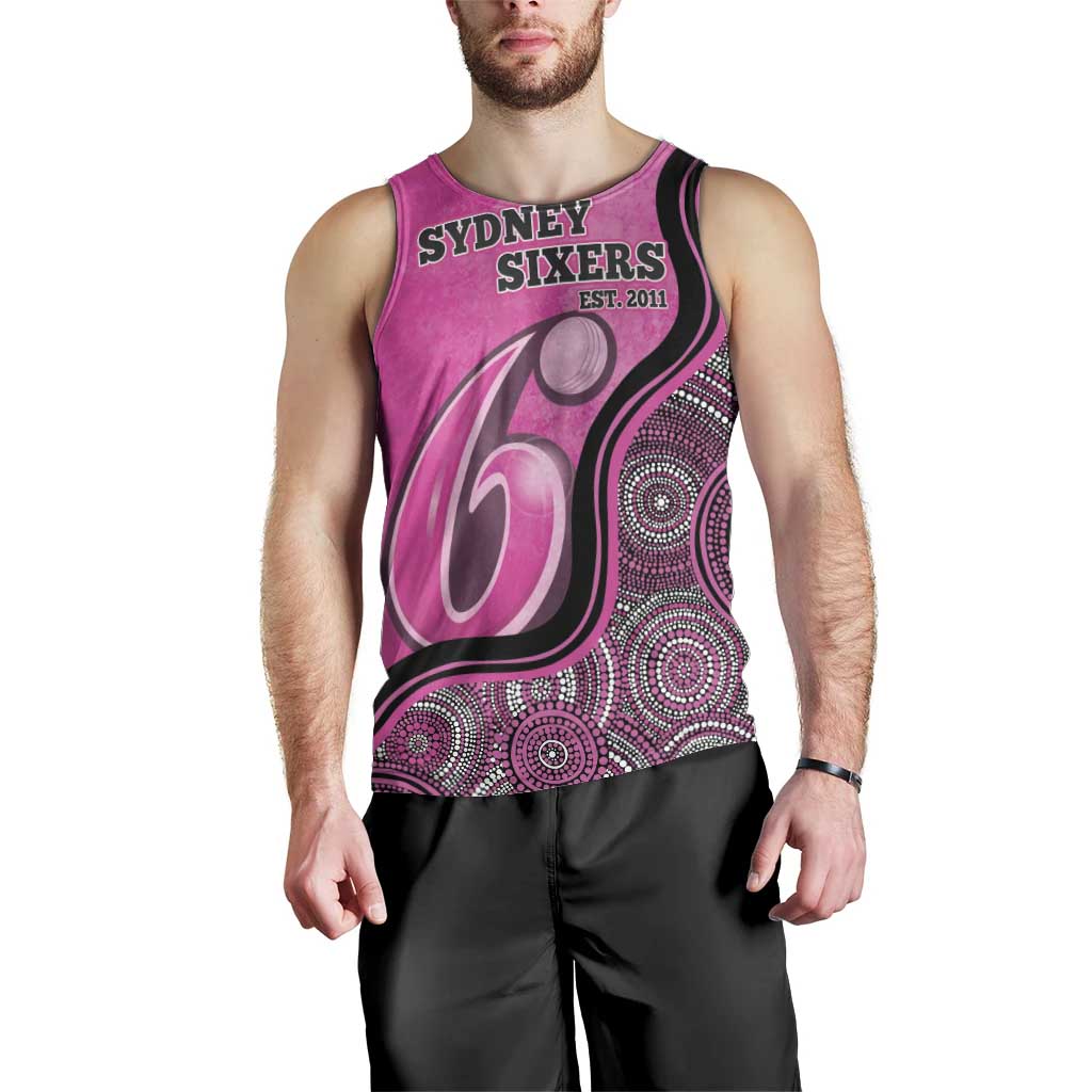 Custom Sydney Sixers Men Tank Top Indigenous Art - Grunge Style