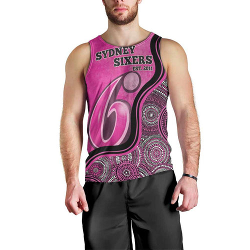 Custom Sydney Sixers Men Tank Top Indigenous Art - Grunge Style