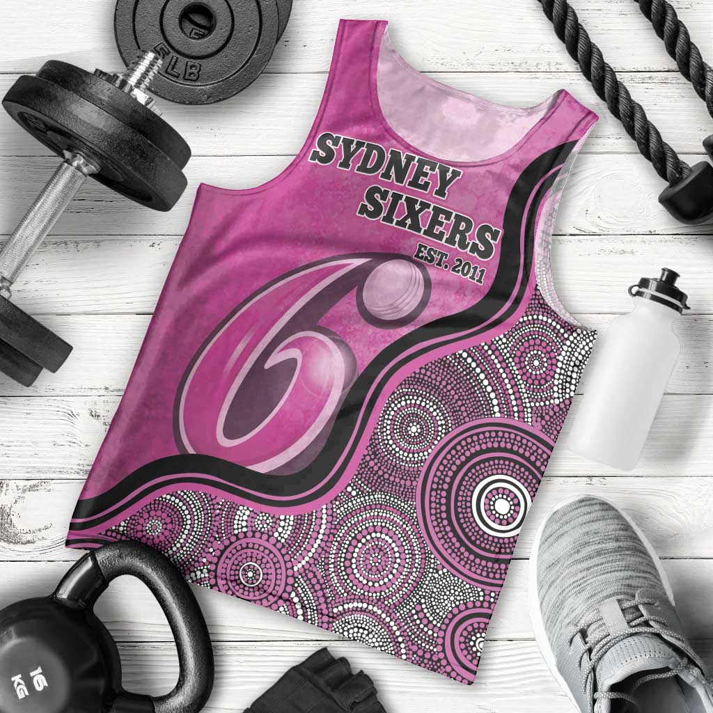 Custom Sydney Sixers Men Tank Top Indigenous Art - Grunge Style