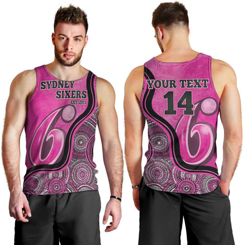Custom Sydney Sixers Men Tank Top Indigenous Art - Grunge Style