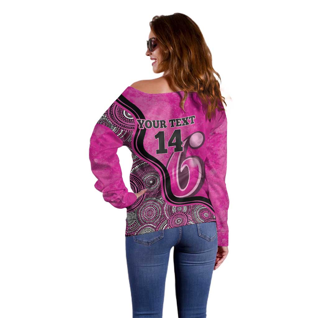 Custom Sydney Sixers Off Shoulder Sweater Indigenous Art - Grunge Style