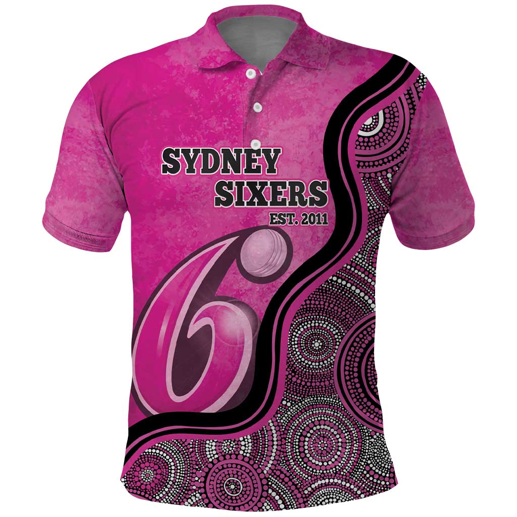 Custom Sydney Sixers Polo Shirt Indigenous Art - Grunge Style