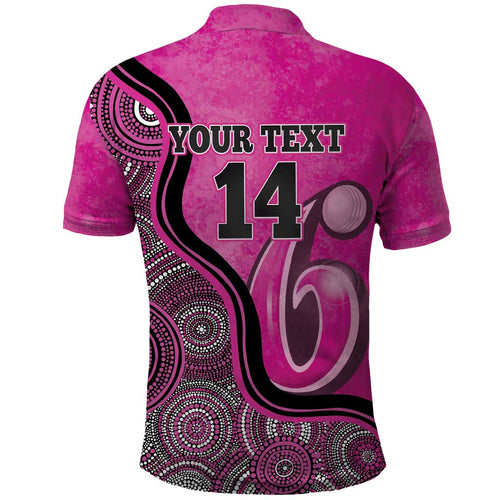 Custom Sydney Sixers Polo Shirt Indigenous Art - Grunge Style
