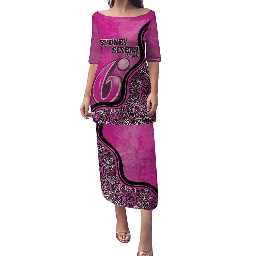 Custom Sydney Sixers Puletasi Indigenous Art - Grunge Style