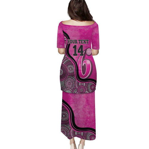 Custom Sydney Sixers Puletasi Indigenous Art - Grunge Style