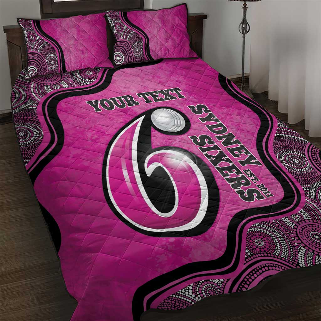 Custom Sydney Sixers Quilt Bed Set Indigenous Art - Grunge Style