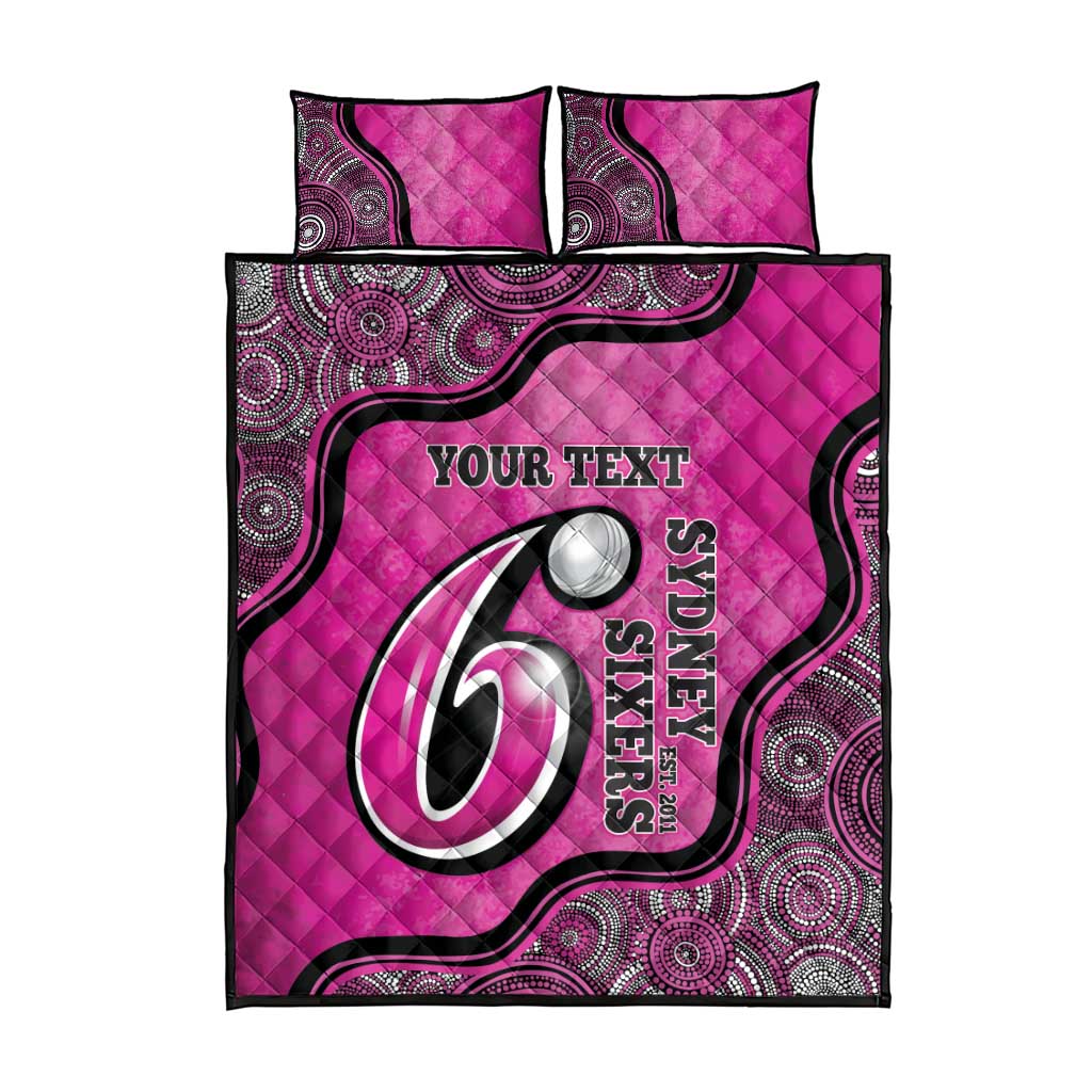Custom Sydney Sixers Quilt Bed Set Indigenous Art - Grunge Style