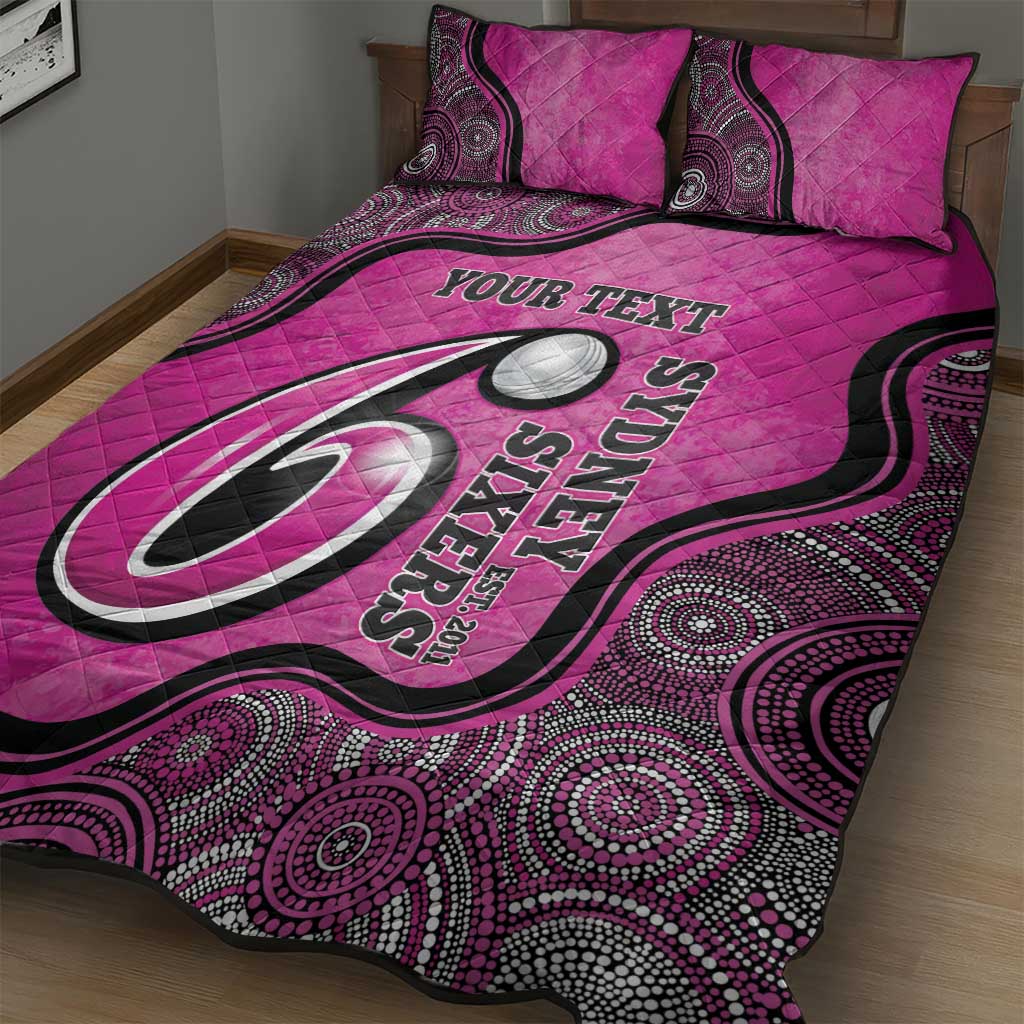 Custom Sydney Sixers Quilt Bed Set Indigenous Art - Grunge Style