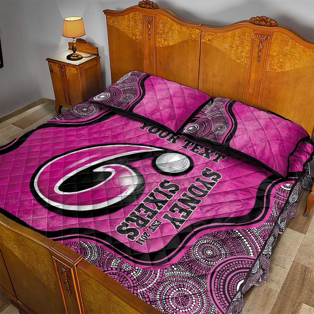 Custom Sydney Sixers Quilt Bed Set Indigenous Art - Grunge Style