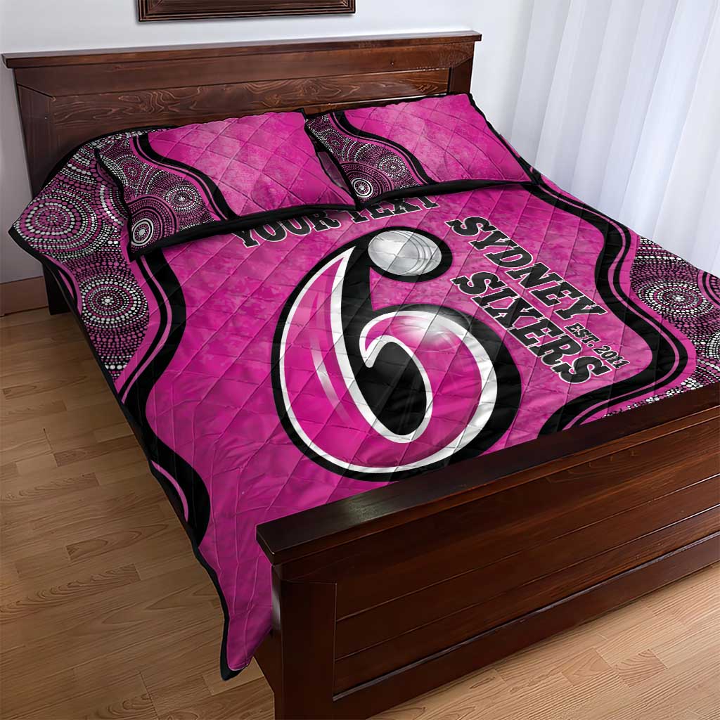 Custom Sydney Sixers Quilt Bed Set Indigenous Art - Grunge Style