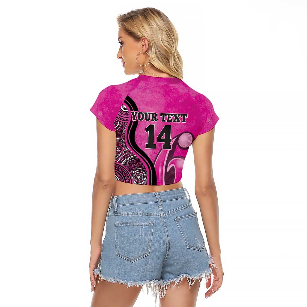 Custom Sydney Sixers Raglan Cropped T Shirt Indigenous Art - Grunge Style