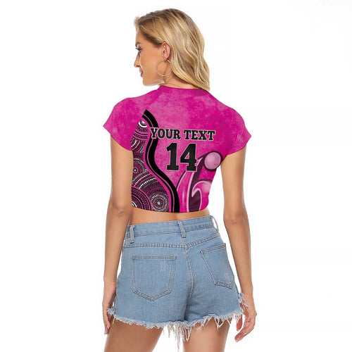 Custom Sydney Sixers Raglan Cropped T Shirt Indigenous Art - Grunge Style
