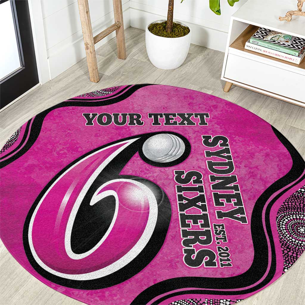 Custom Sydney Sixers Round Carpet Indigenous Art - Grunge Style