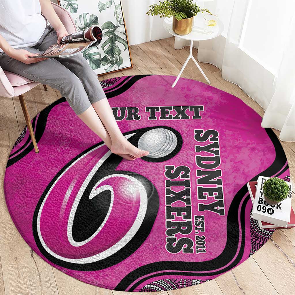 Custom Sydney Sixers Round Carpet Indigenous Art - Grunge Style