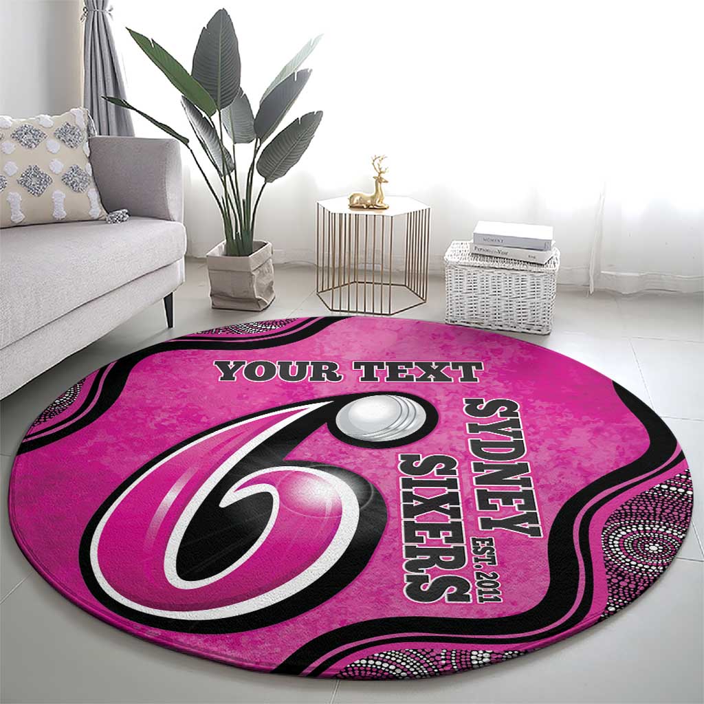 Custom Sydney Sixers Round Carpet Indigenous Art - Grunge Style