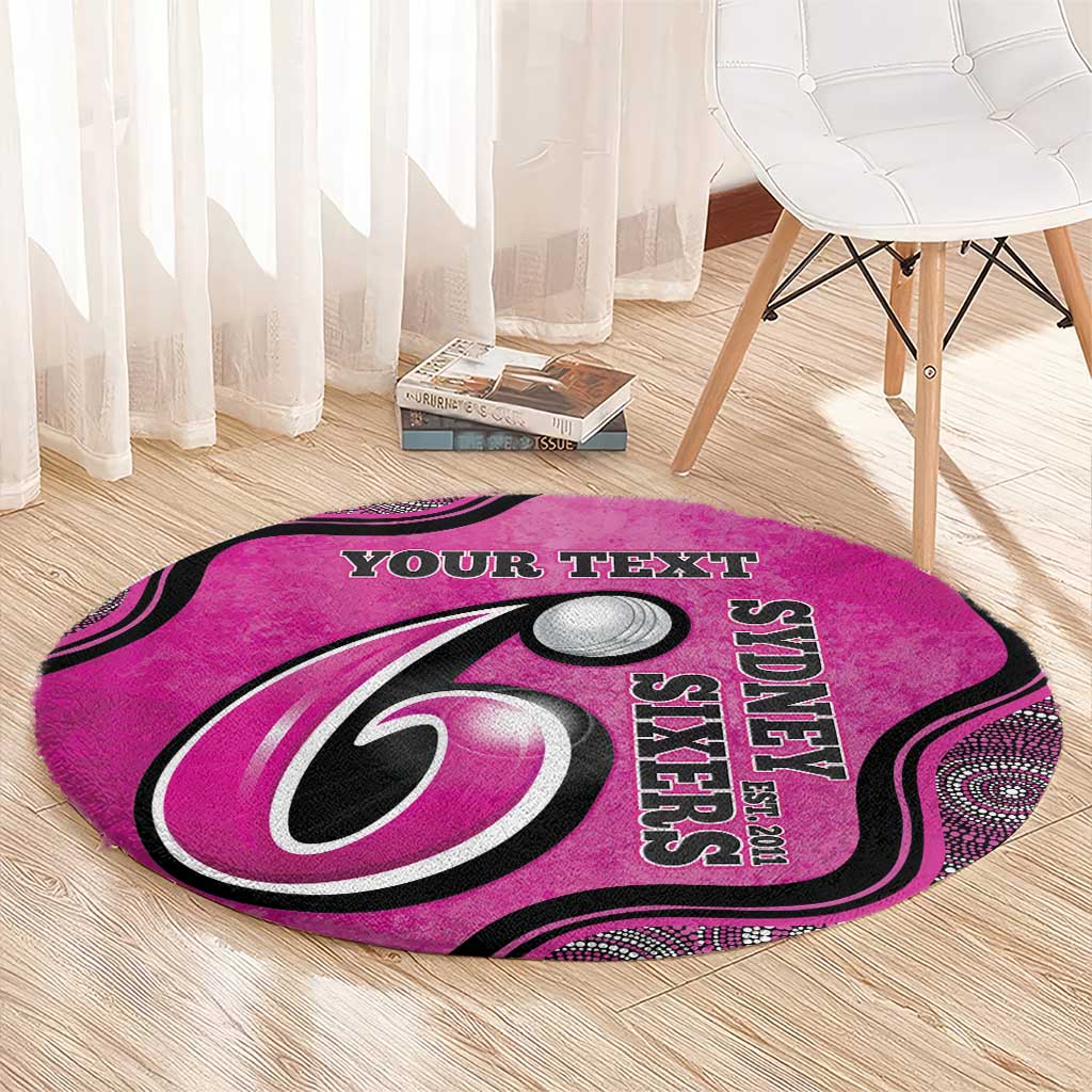 Custom Sydney Sixers Round Carpet Indigenous Art - Grunge Style