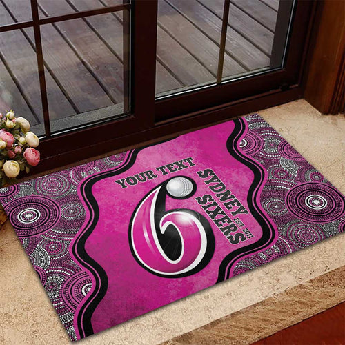 Custom Sydney Sixers Rubber Doormat Indigenous Art - Grunge Style