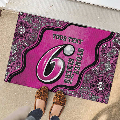 Custom Sydney Sixers Rubber Doormat Indigenous Art - Grunge Style