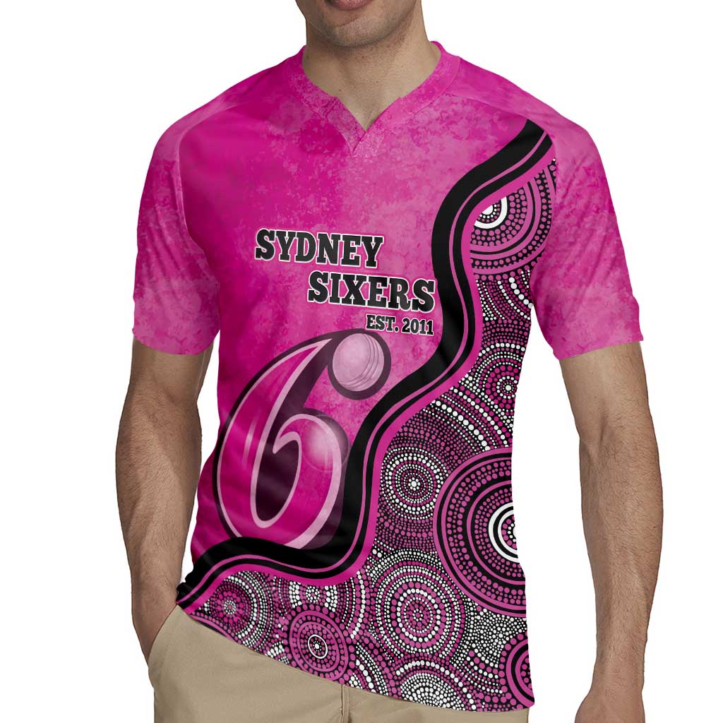 Custom Sydney Sixers Rugby Jersey Indigenous Art - Grunge Style