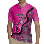 Custom Sydney Sixers Rugby Jersey Indigenous Art - Grunge Style
