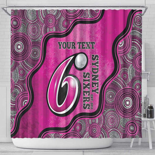 Custom Sydney Sixers Shower Curtain Indigenous Art - Grunge Style