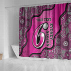 Custom Sydney Sixers Shower Curtain Indigenous Art - Grunge Style