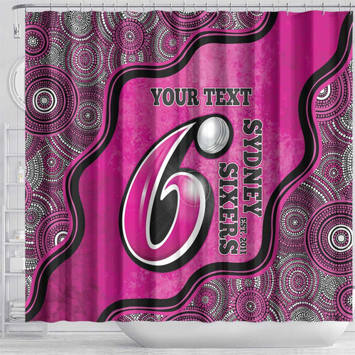 Custom Sydney Sixers Shower Curtain Indigenous Art - Grunge Style