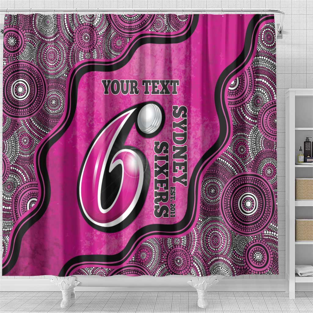 Custom Sydney Sixers Shower Curtain Indigenous Art - Grunge Style