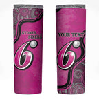 Custom Sydney Sixers Skinny Tumbler Indigenous Art - Grunge Style