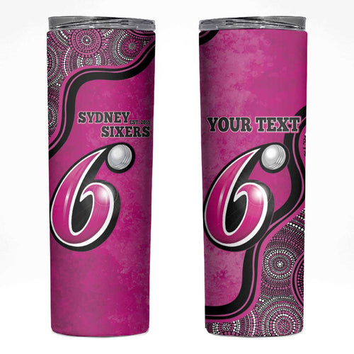 Custom Sydney Sixers Skinny Tumbler Indigenous Art - Grunge Style