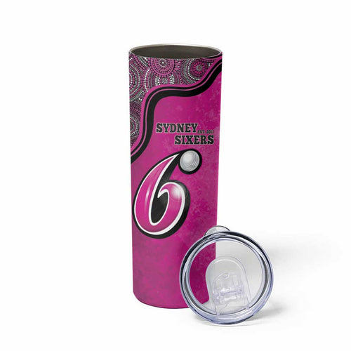 Custom Sydney Sixers Skinny Tumbler Indigenous Art - Grunge Style