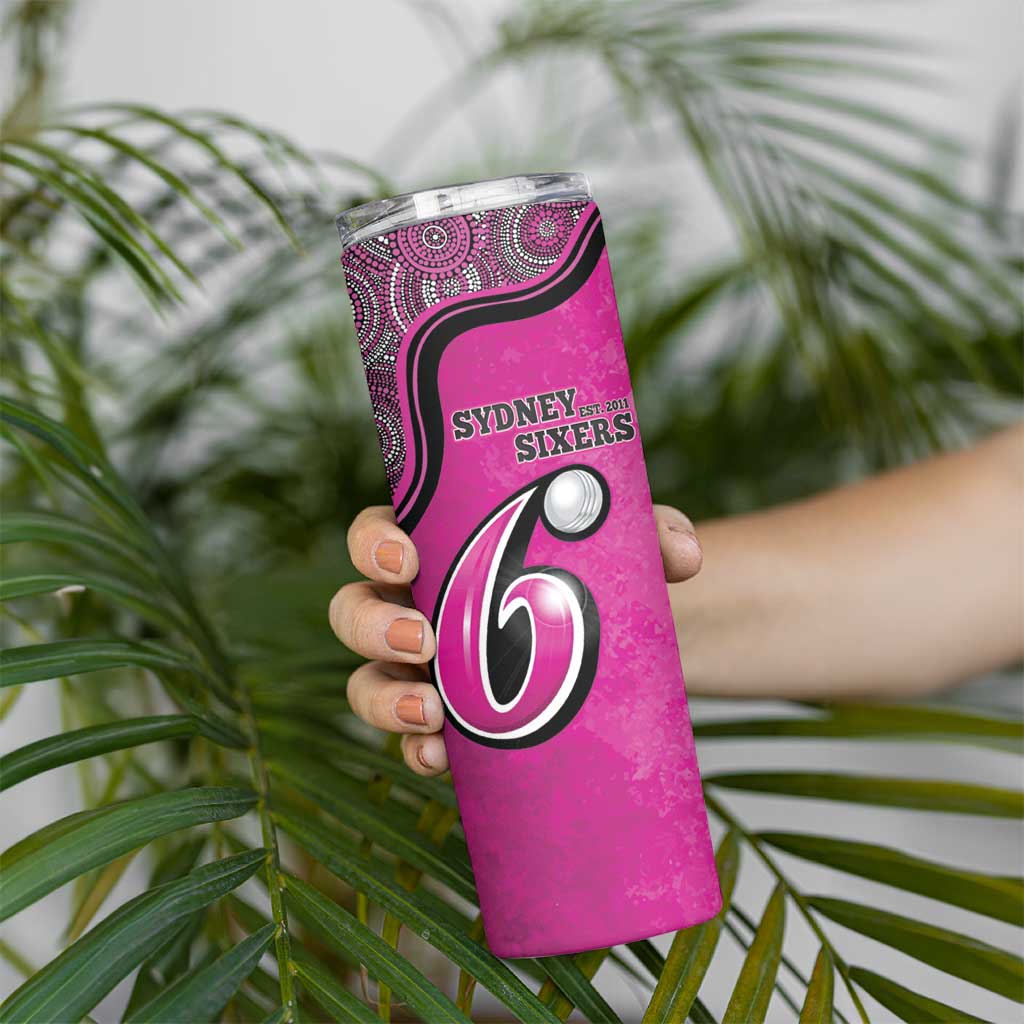 Custom Sydney Sixers Skinny Tumbler Indigenous Art - Grunge Style